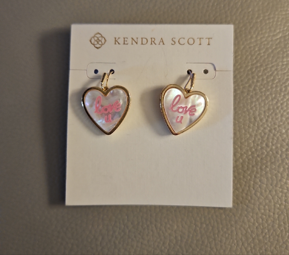 Kendra Scott Gold and Pink Heart Stud Earrings